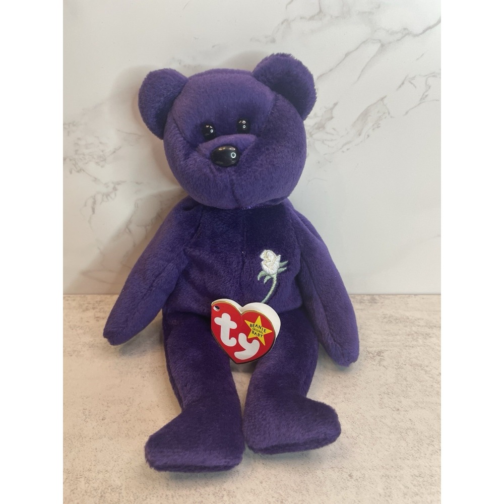 Vtg  PRINCESS DIANA 1997  TY Purple Beanie Baby Plush Toy Collectible - Picture 4 of 8
